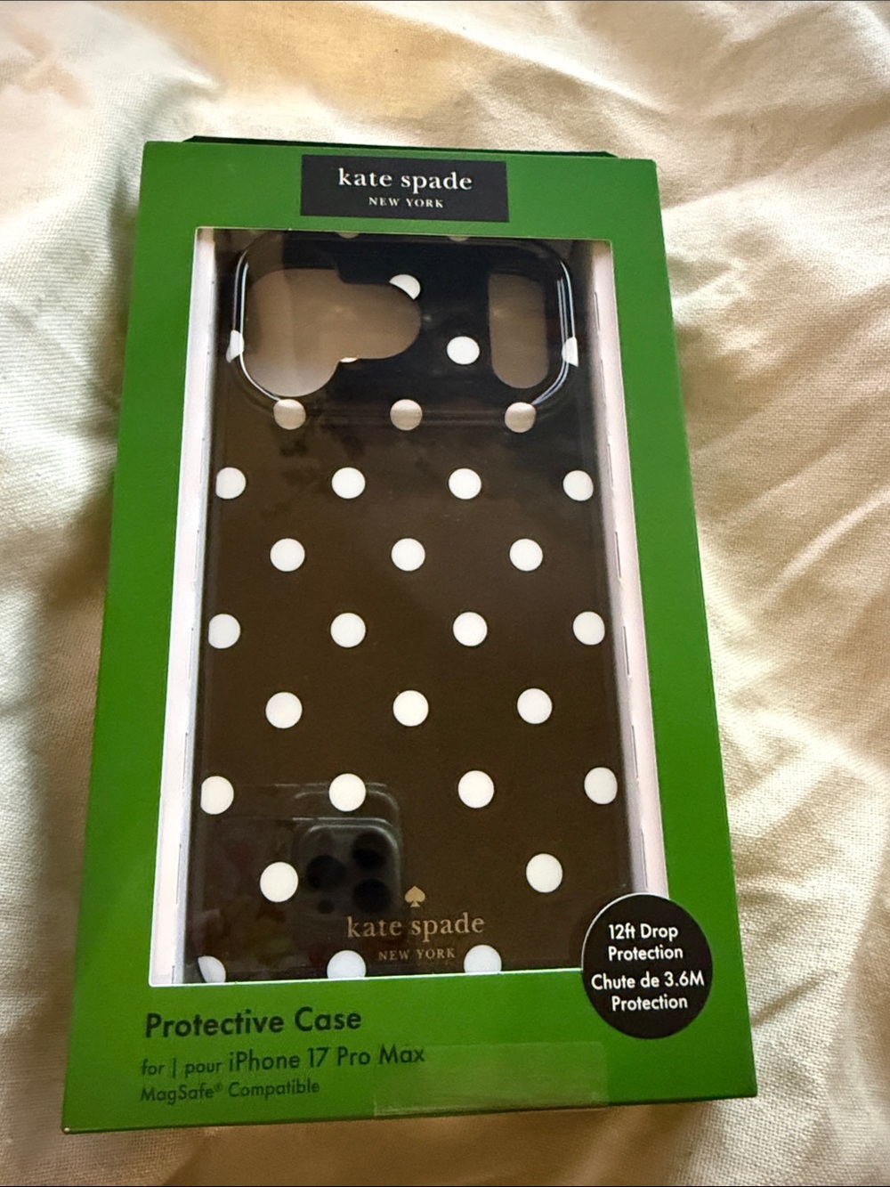 kate spade Black with White Polka Dots iPhone 17 pro max  Case NIB